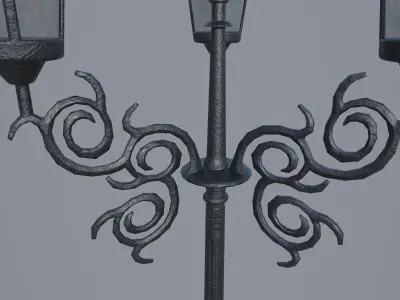 Street Lamp with 3 textures and 3 LODs Low-poly 3D model