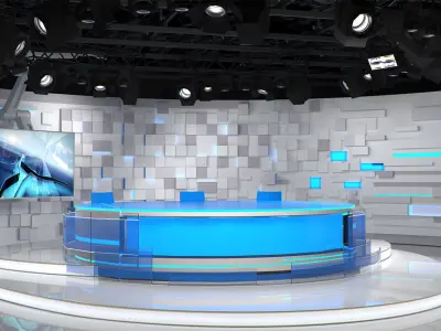 Virtual TV Studio 02 PBR Low-poly 3D model