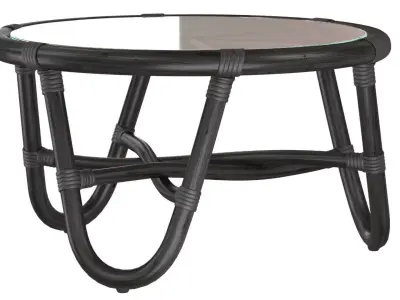 Round rattan table with curved legs 3D model