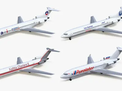  Rigged Boeing 727 Airliners Collection 