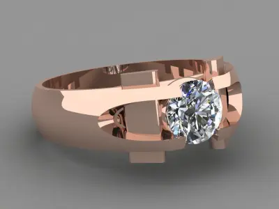 Rose Gold Women Diamond Ring 3D print model 3D print model 37