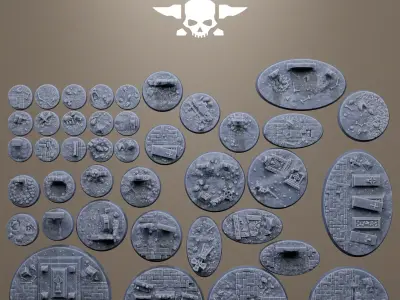 Gothic Bases Pack 40 Hollowed Bases And Toppers 3D print model