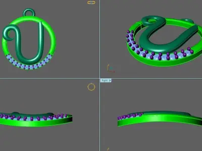 Initial Letter Pendant U 3D print model