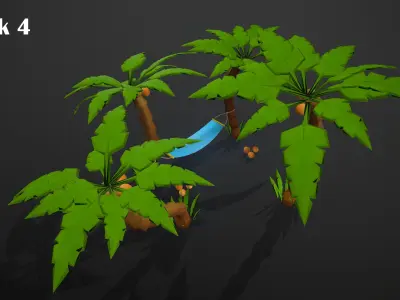 BEACH ASSETS Low-poly 3D model