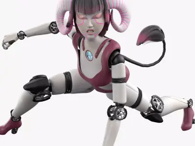 Robotic Character Hellen-Humanoid WITH RIG Low-poly 3D model