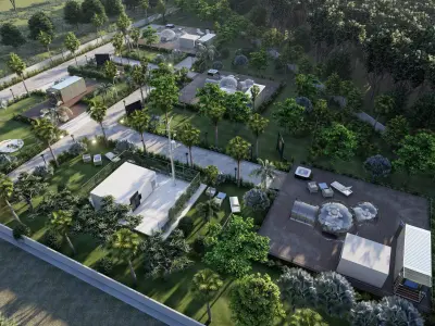 bubbles logdes tourism garden sketchup model with lumion file 3D model