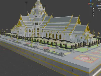 Ubosot of Wat Sothon Wararam Worawihan temple thai 3D model