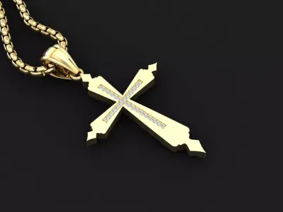 High Cross Pendant Light Gold 18K 3CP018 3D print model