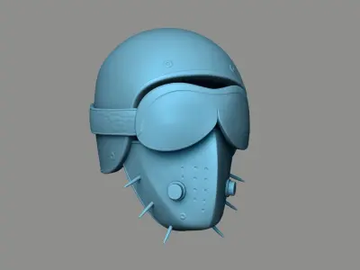 Steampunk Biker Helmet - SciFi Character Design Low-poly 3D model