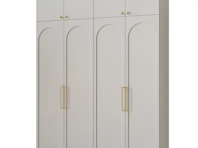 Wardrobe 3 door with brass handles 3D model
