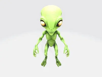 Green alien Low-poly 3D model