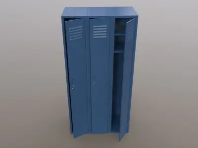 PBR School Gym Locker 03 - Blue Dark Low-poly 3D model