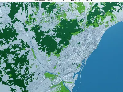 Barcelona with Terrain 3D model