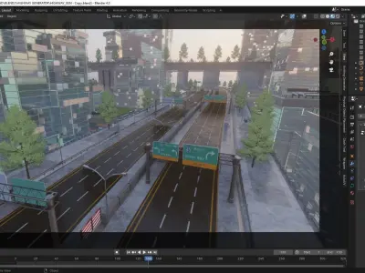Road Street Highway City Blender Scene  3D model