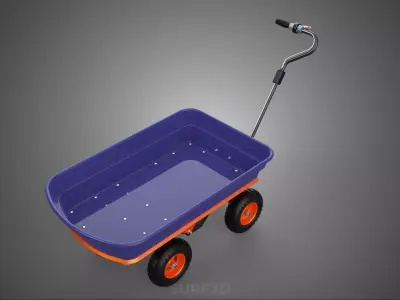 ELECTRIC PURPLE POLY HOPPER UTILITY CART WAGON TRAILER TROLLEY 4 3D model