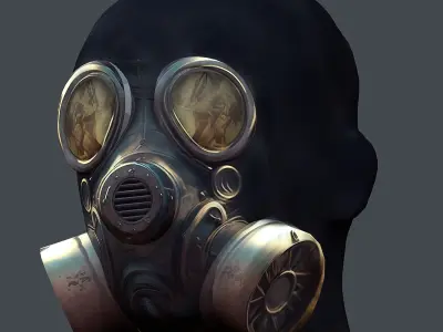 Gas mask helmet 3d model military combat fantasy cyborg Low-poly 3D model