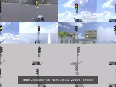 Mobile Construction-Site Ttraffic-Lights All Versions  3D Model Pack