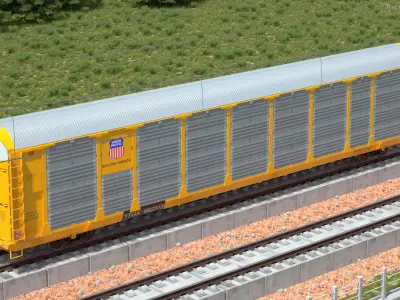  Union Pacific Tri Level Auto Rack Freight Car Yellow 