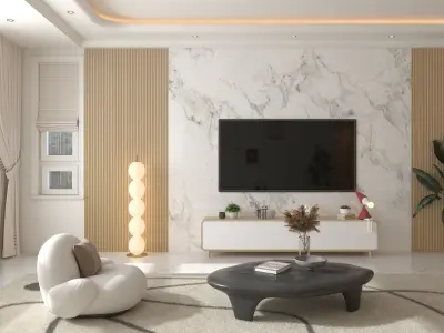 Modern minimalist living room 3D model shop