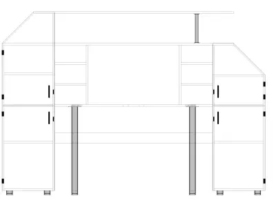computer desk wall Low-poly 3D model