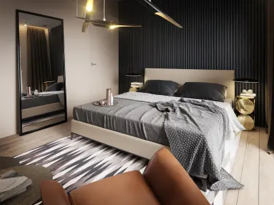 Bedroom Interior Scene for Cinema 4D and Redshift 3D model