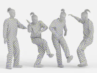 Man in 04 Poses Street Dance Low-poly 3D model