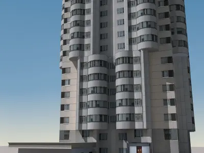 Building Lowpoly high rise apartment Low-poly 3D model