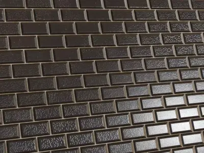 Glossy Obsidian Vertical Subway Tiles PBR Seamless Texture