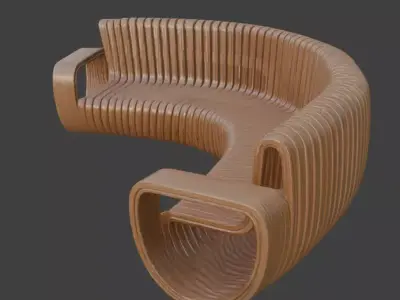 Wooden Park Bench 3D model