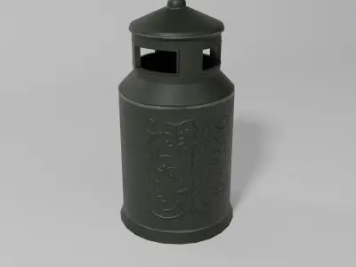 Metal Street Bin - Game Ready - Paris Street Style Low-poly 3D model