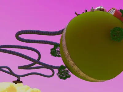 Kaito Planet and Snake Path Low-poly 3D model