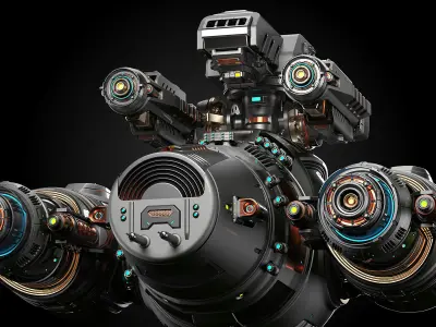 Sci Fi Military Battleship Rigged 3D model