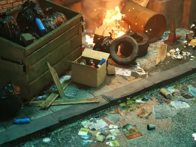 Chinese Alley Environment Low-poly 3D model