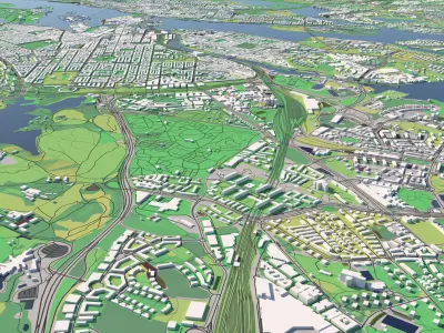 Stockholm Sweden 30x30km City Map 3D model