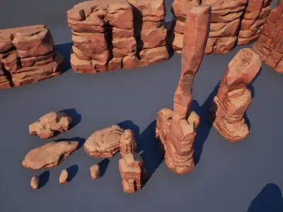 Cliff Rock Stone Set Low-poly 3D model