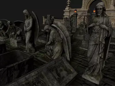 Gothic Graveyard pack Low-poly 3D model