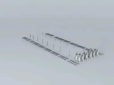 Construction and lampposts 3D model