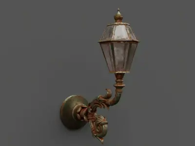 Rusted lamp 3D model - Mid Poly Low-poly 3D model