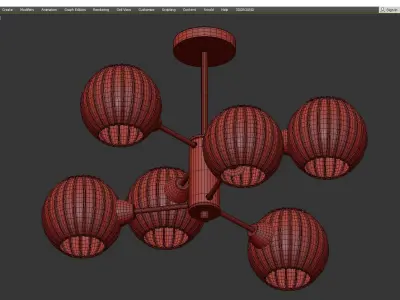 Sirius five light chandelier with glass globes Low-poly 3D model