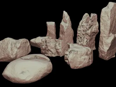 Photorealistic game-ready Stones Low-poly 3D model