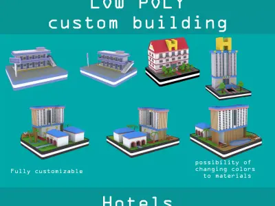 Hotels low poly pack Low-poly 3D model