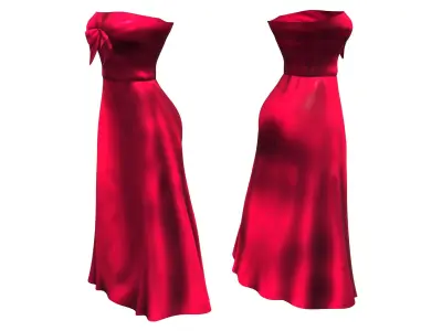 Chest Bow Strapless Dress Low-poly 3D model