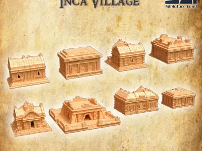 Modular Inca Village Tabletop Terrain 28 mm 3D print model