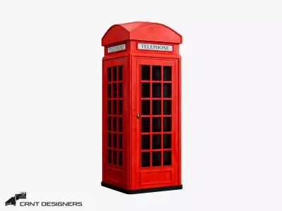 Telephone Booth Low-poly 3D model