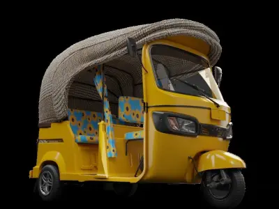 TRICYCLE - RICKSHAW - PIAGGIO 3D MODEL Low-poly 3D model