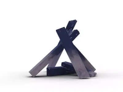 Extinguished Campfire Low Poly Low-poly 3D model