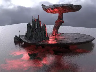 Dark Alice Themed Mushroom City 1 3D model