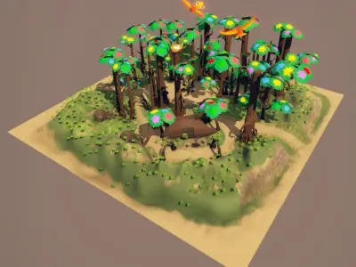 fantasy phoenix forest Low-poly 3D model