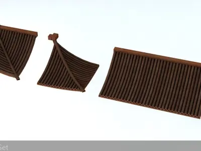 Oriental Roof Modular Elements Next Gen Game Ready PBR Low-poly 3D model