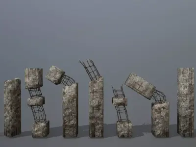 old concrete pole Low-poly 3D model